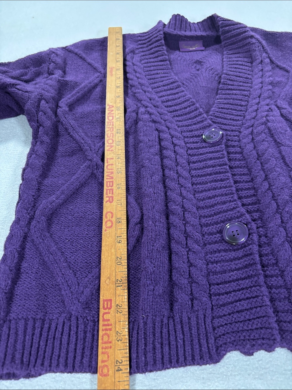 Taylor Swift Speak Now Purple Cable Knit Button-Front Sweater Cardigan XS/S - Picture 4 of 8